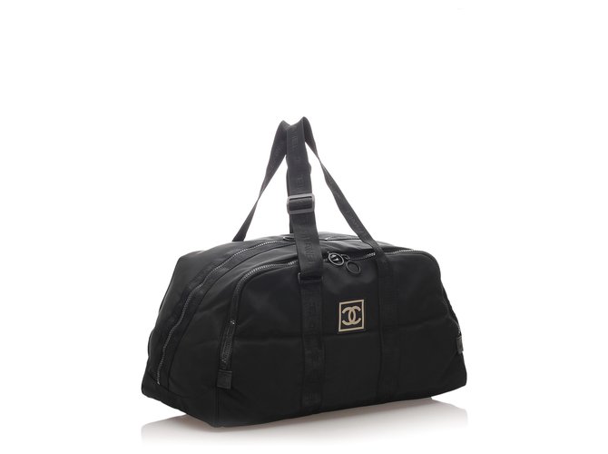 Chanel Preto CC Sports Line Nylon Travel Bag Pano  ref.198603