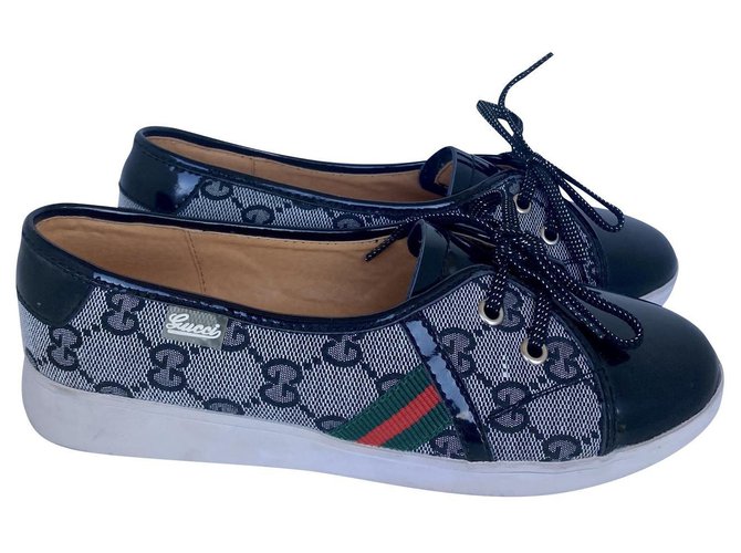 Gucci sneakers Cuir vernis Toile Multicolore  ref.198673