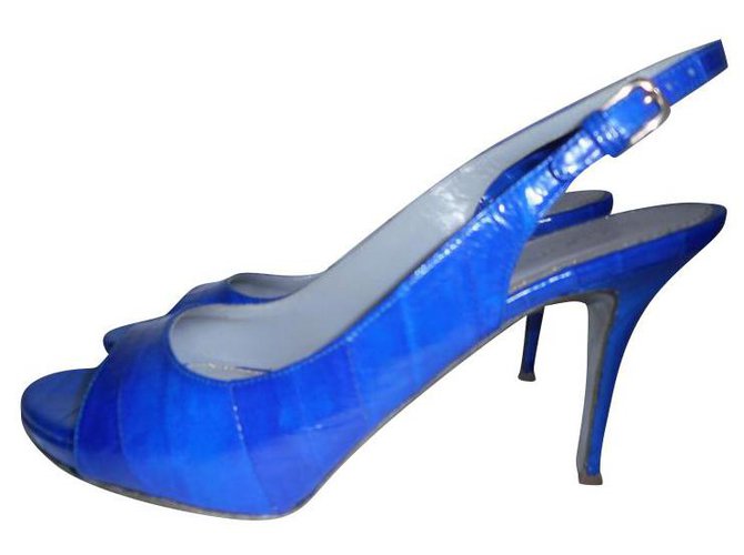 Sergio Rossi sandals 36,5 US Blue Exotic leather  ref.198681