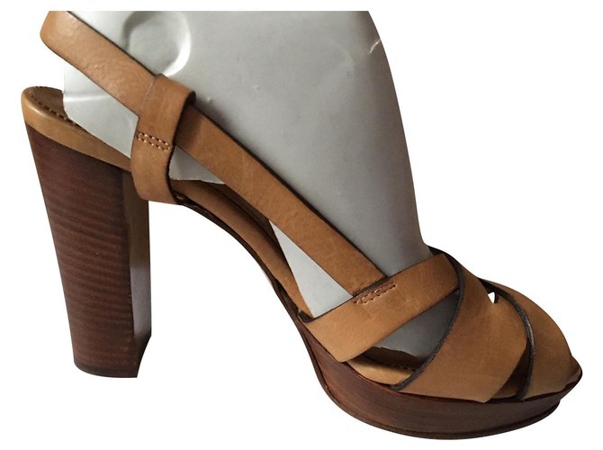 Autre Marque Lena Milos high heel leather sandals , 36,5 Cognac  ref.198683