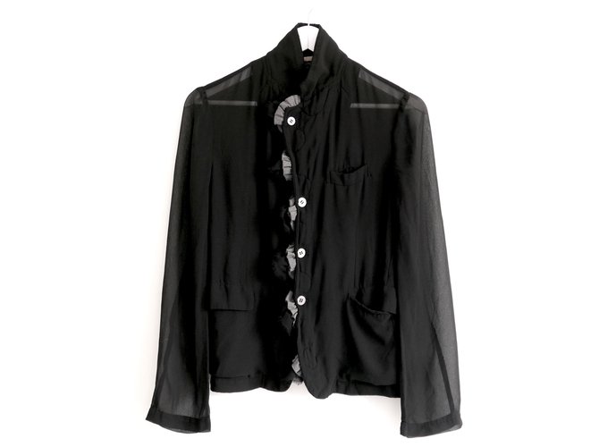 Comme Des Garcons Vintage 3D Flower Trim Light Jacket Black Synthetic  ref.198762