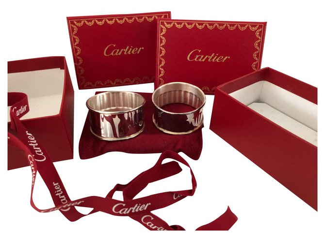 Cartier Napkin Ring Sterling Silver LOT of 2 Silvery  ref.198768