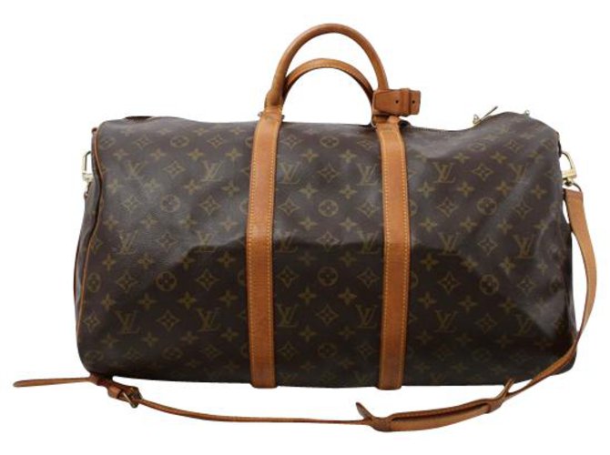 Louis Vuitton Keepall Bandouliere 55 Brown Cloth  ref.198780