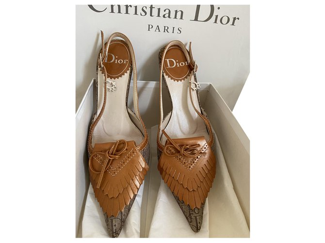 Christian Dior DIOR heels Caramel Cloth  ref.198832