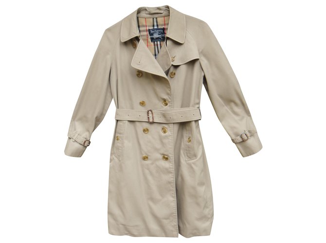womens Burberry vintage t trench coat 38 Beige Cotton Polyester   - Joli Closet