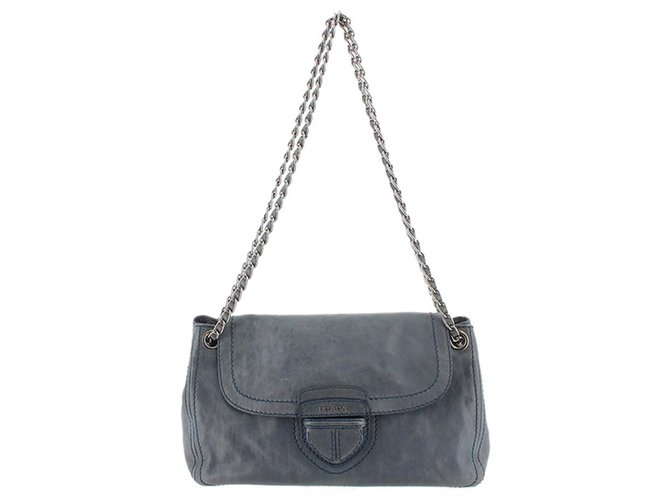 gray leather shoulder bag