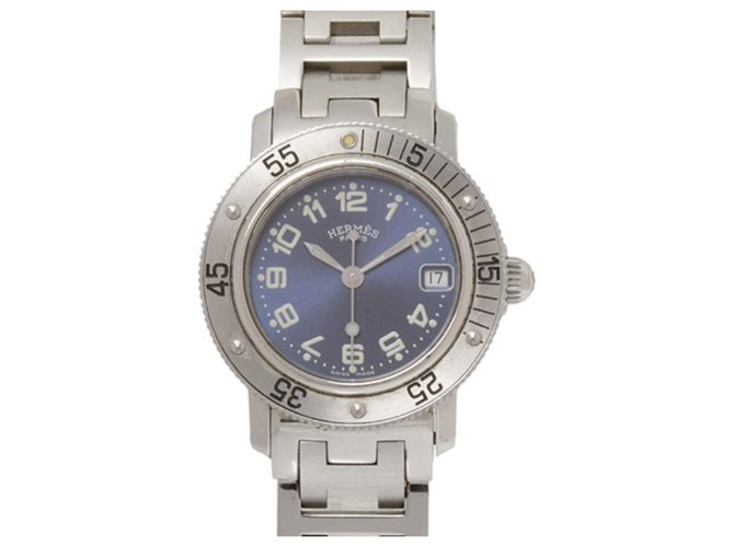 Hermès Reloj Hermes Silver Clipper Diver Plata Azul Acero Metal  ref.198947