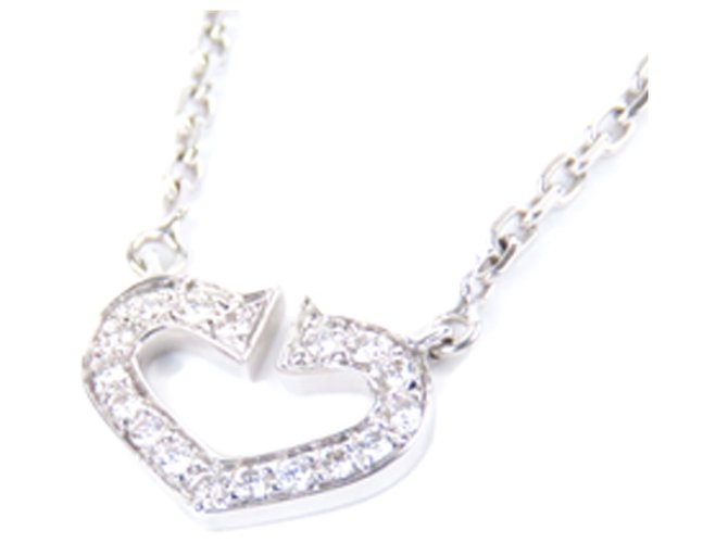Cartier Silver Diamond Heart of Cartier Pendant Necklace Silvery Metal  ref.198977