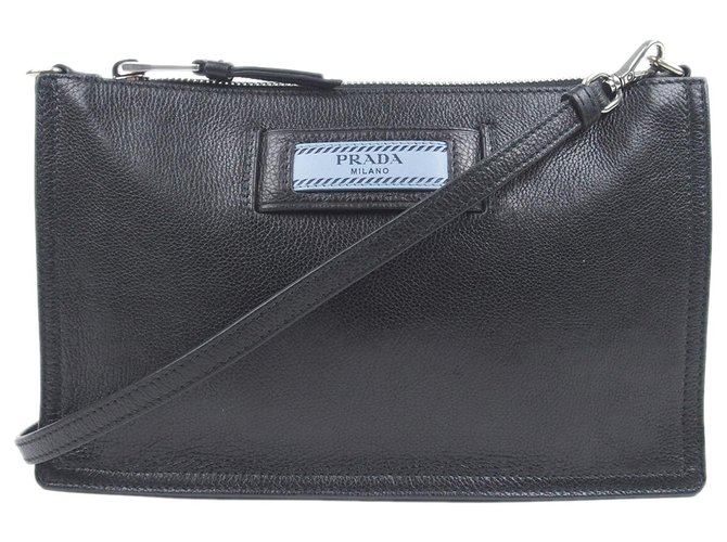 Prada Black Etiquette Leather Crossbody Bag Pony-style calfskin