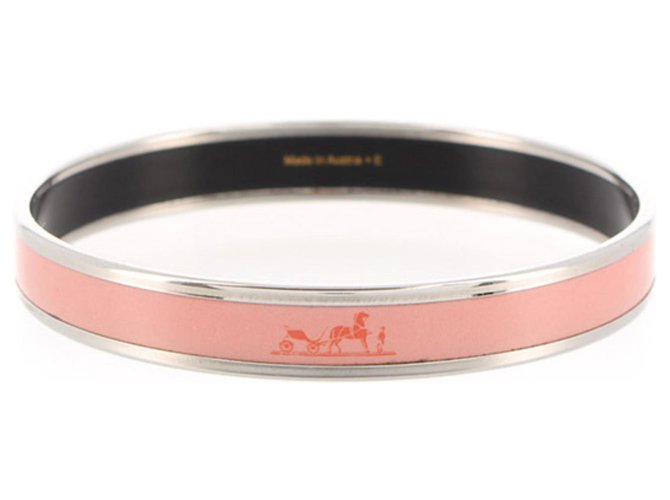 Hermès Hermes pulseira de esmalte rosa Caleche Prata Metal  ref.199057