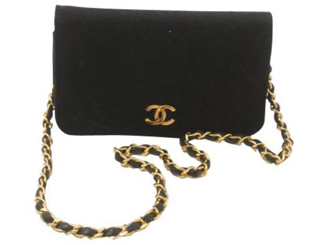 Wallet On Chain Chanel Timeless Black Suede  ref.199081
