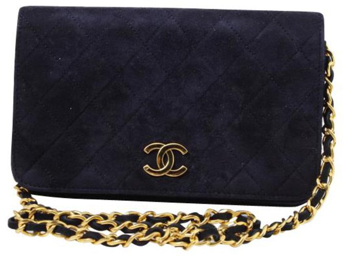 Wallet On Chain Sac à main Chanel Suede Bleu  ref.199082