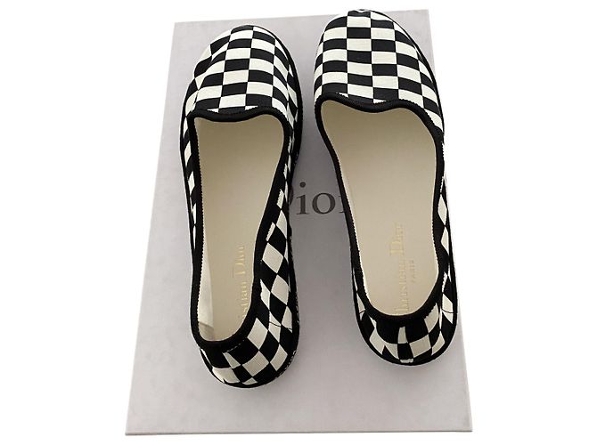 Christian Dior Espadrilles Schwarz Weiß Stoff