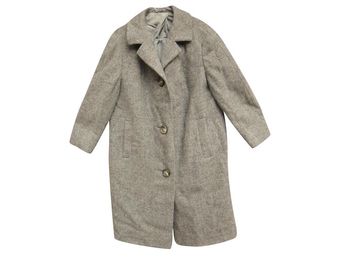 Autre Marque vintage coat in Harris Tweed t 38 Grey Wool  ref.199143