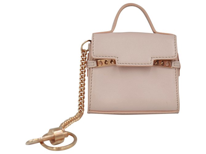 Delvaux nano handbag in baby pink leather. Cuir Rose  ref.199211