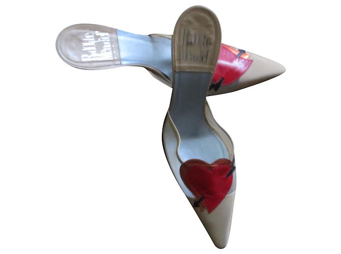 Rodolphe Menudier Mules cuir et tule, 38,5IT. Beige