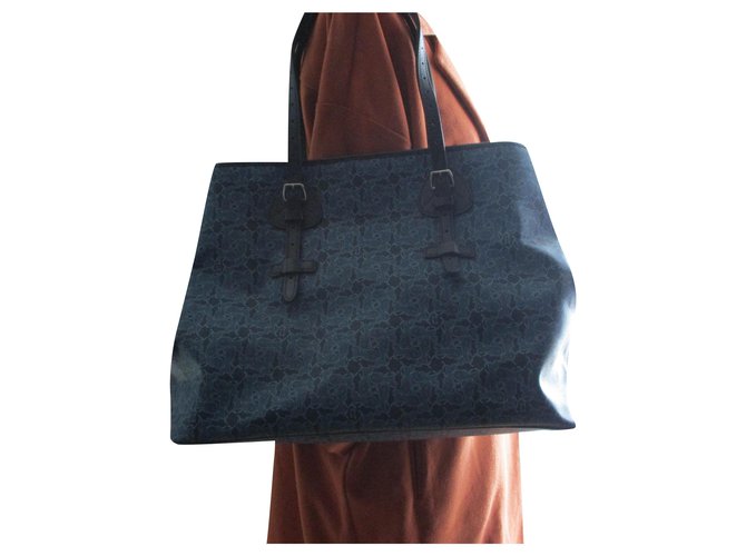 Céline Coated canvas tote. Blue Cloth  ref.199229