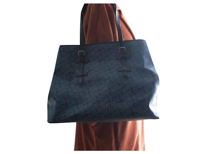Borsa tote Céline in lino rivestito blu