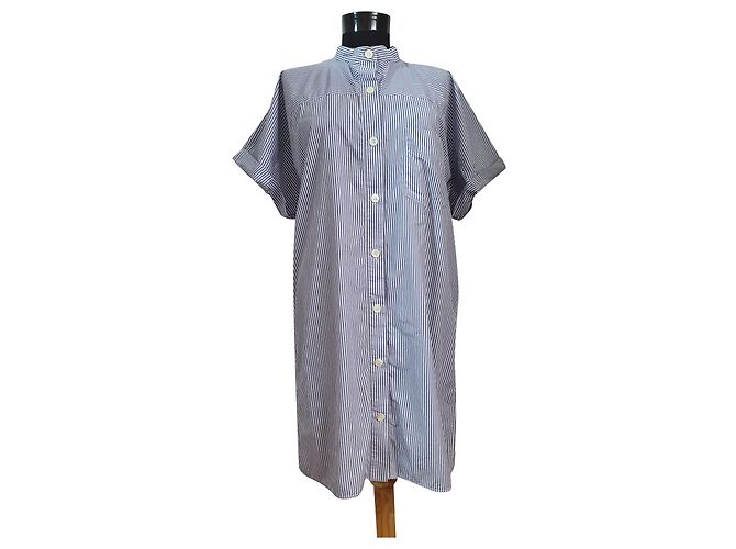 Abito camicia a righe blu e bianco in cotone Apc