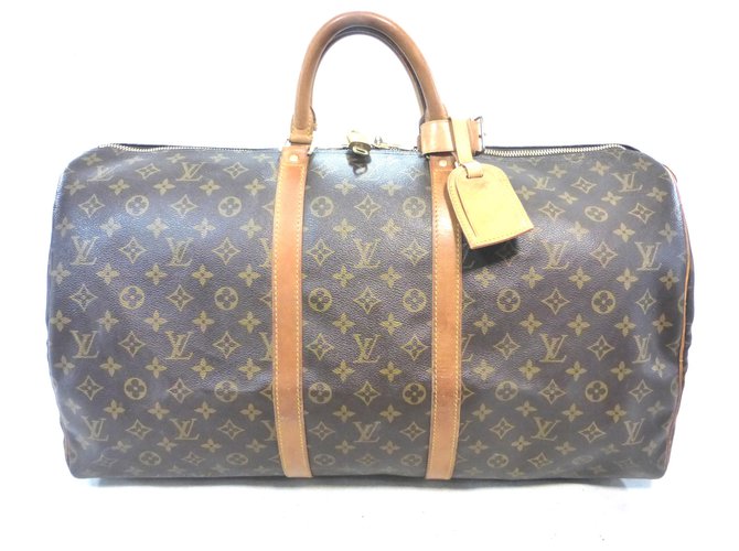 Louis Vuitton keepall 55 Monogramm Braun Leder  ref.199235