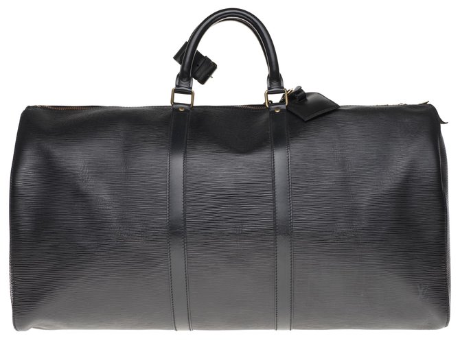 Borsa da viaggio Keepall Louis Vuitton 50 in pelle Epi nera in ottime condizioni Nero  ref.199442