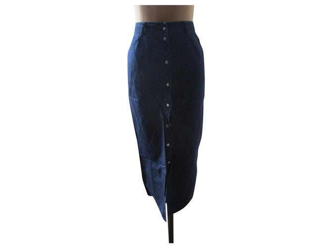 Gerard Darel Long jeans skirt, taille 36. Blue Linen  ref.199461