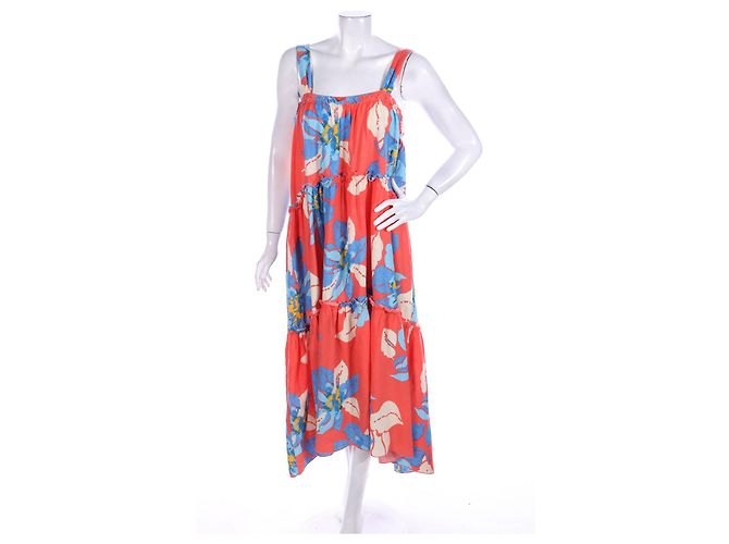 Abito maxi floreale Free People in lino e rayon