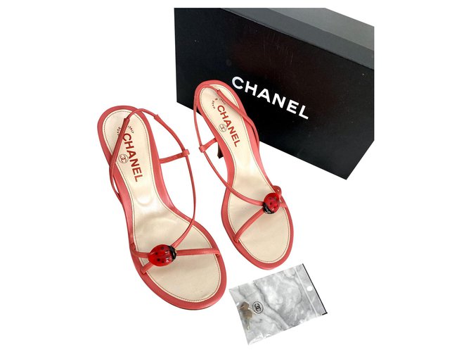 Sandálias Chanel 38,5 Rosa Couro  ref.199498