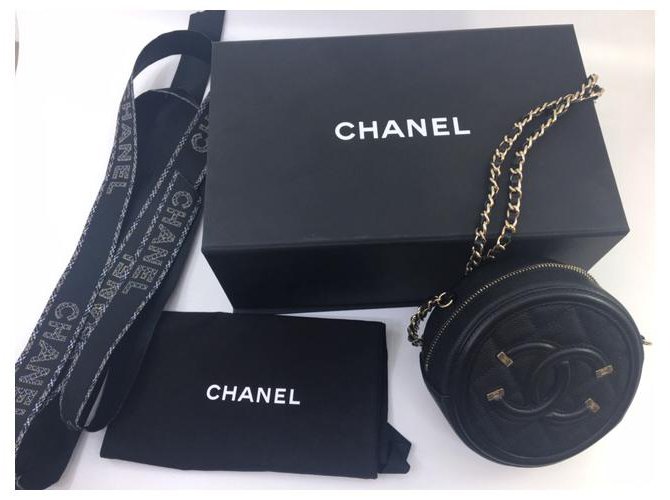 Bolso de mano con cadena Chanel Negro Cabra  ref.199516