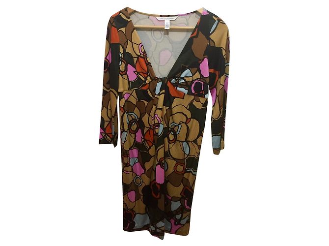 Diane Von Furstenberg Vestido de seda estampado retro DvF Elena Multicolor