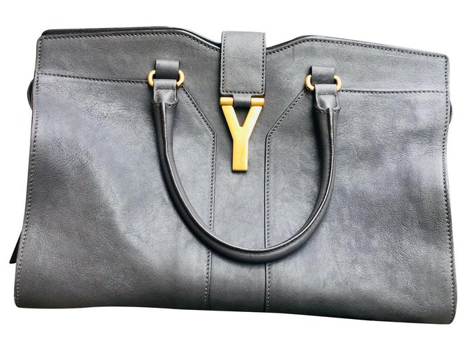 Yves Saint Laurent Chyc tote Grey Leather  ref.199787