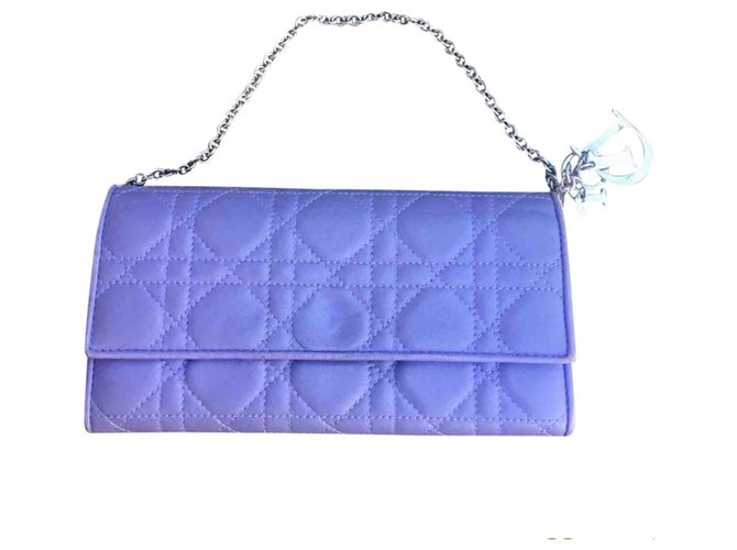 Christian Dior Lady Dior Lilac cannage leather wallet clutch Purple  ref.199795