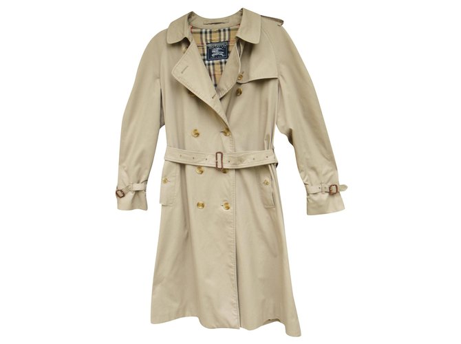 womens Burberry vintage t trench coat 44 Beige Cotton Polyester  ref.199923