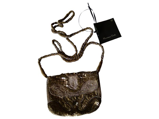 Bolso de mano Massimo Dutti Bronce con cadena