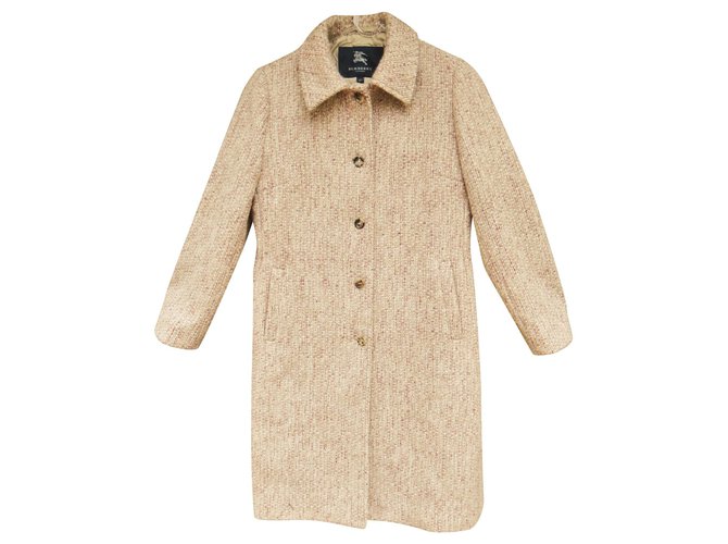 manteau en laine chinée Burberry t 38 Rose Blanc Beige  ref.199980