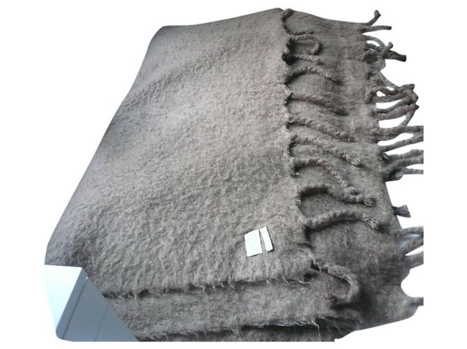 Hermès HERMES Immense couverture mohair marron TBE