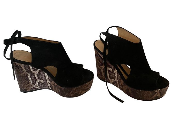 Autre Marque Mules compensées Minelli noir peau de cerf