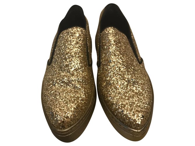 gold glitter platform sneakers