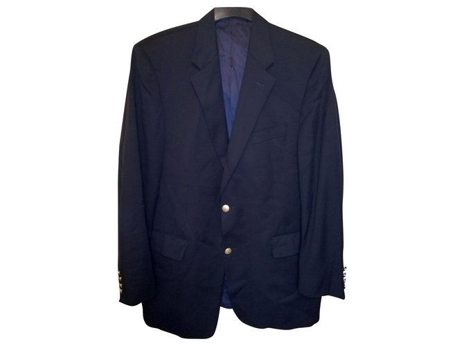 Burberry London Wool 100 Ottawa Suit Jacket and Silk Tie, size 54 Blue   - Joli Closet