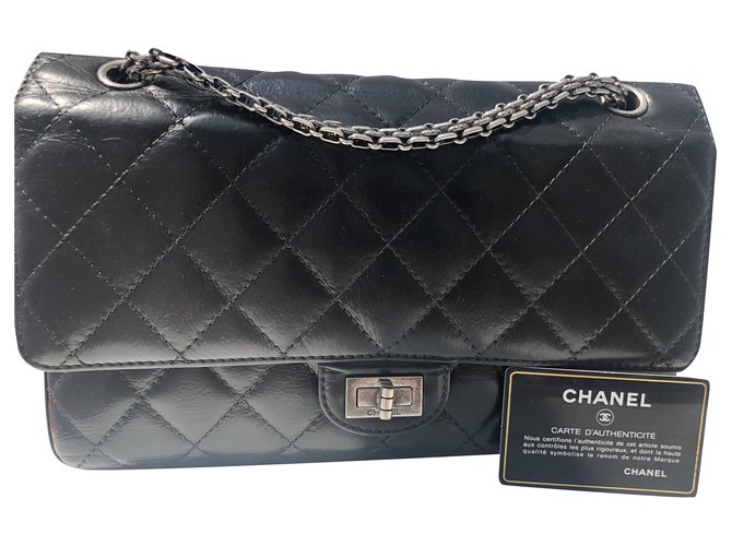 Chanel 2.55 Preto Couro  ref.200323