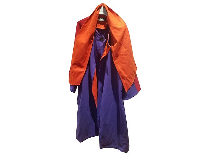 Autre Marque Nathalie Garçon - Cappotto a mantella con ampio collo a sciarpa Arancione Porpora