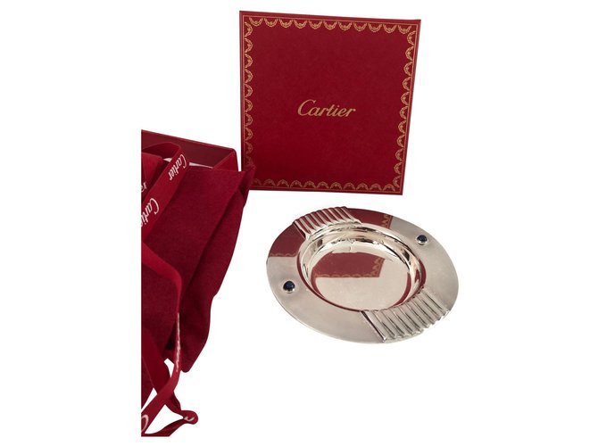 Posacenere Cartier in metallo argentato e lapislazzuli. Argento Placcato argento  ref.200357