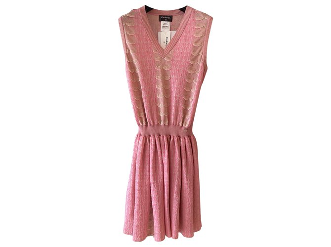 Chanel Dress Pink Cotton  ref.200373