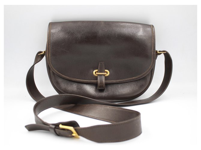 Hermès Hermes « Balle de Golf » handbag in dark brown leather. Black  ref.200389