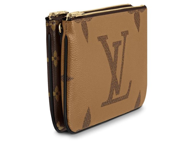 Louis Vuitton lined zip pochette new Brown Leather  ref.200408
