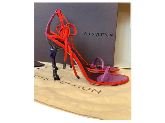 NWB Louis Vuitton strappy Horse Heels sandals Sz 37,5 Red Multiple Leather ref.200420 - Joli Closet
