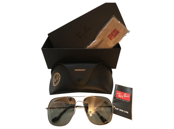 Ray-ban Sunglasses RB3587 CHROMANCE Silver Frame Gray Lenses 61-15 Silvery  Metal  - Joli Closet