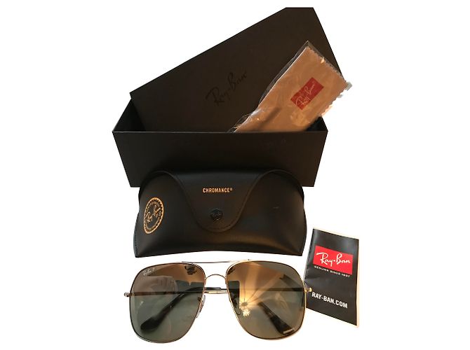 Ray-Ban Sonnenbrille RB3587 CHROMANCE Silver Frame Graue Gläser 61-15 Silber