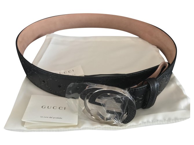 Gucci Signature Leather Belt - Black - Belts