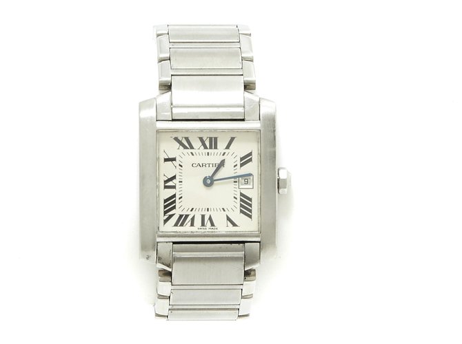 Cartier TANK FRANCAISE MEDIUM very good condition Silvery Steel  ref.200662